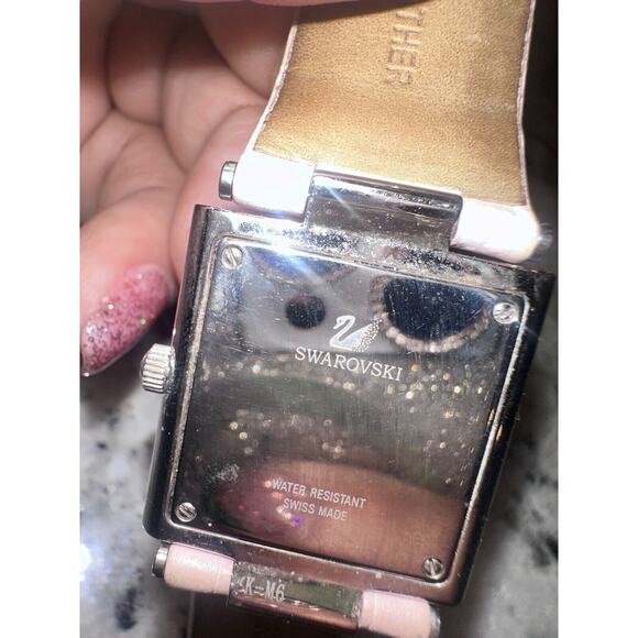 Vintage Swarovski Crystal Ladies Watch Square Mother of Pearl Face Swiss EUC - Picture 8 of 11